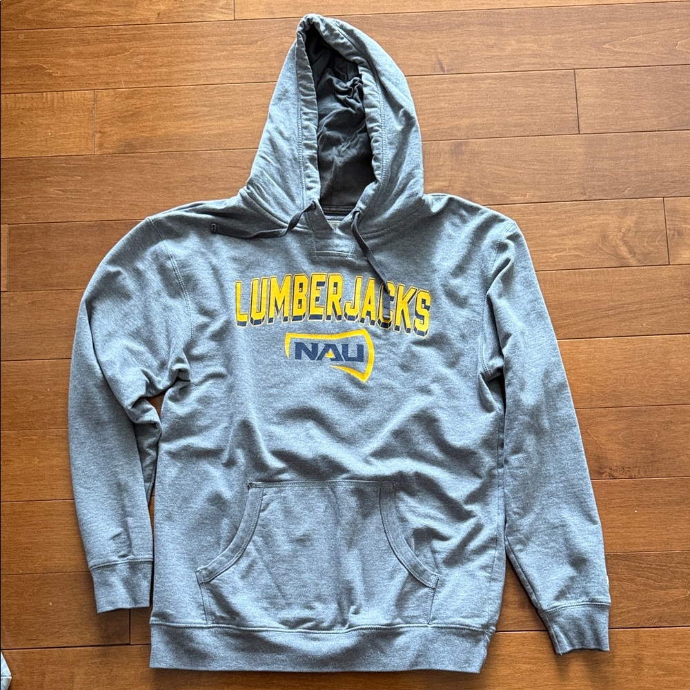 NAU Gray Hooded Sweatshirt with Yellow Lumberjacks Chest Print